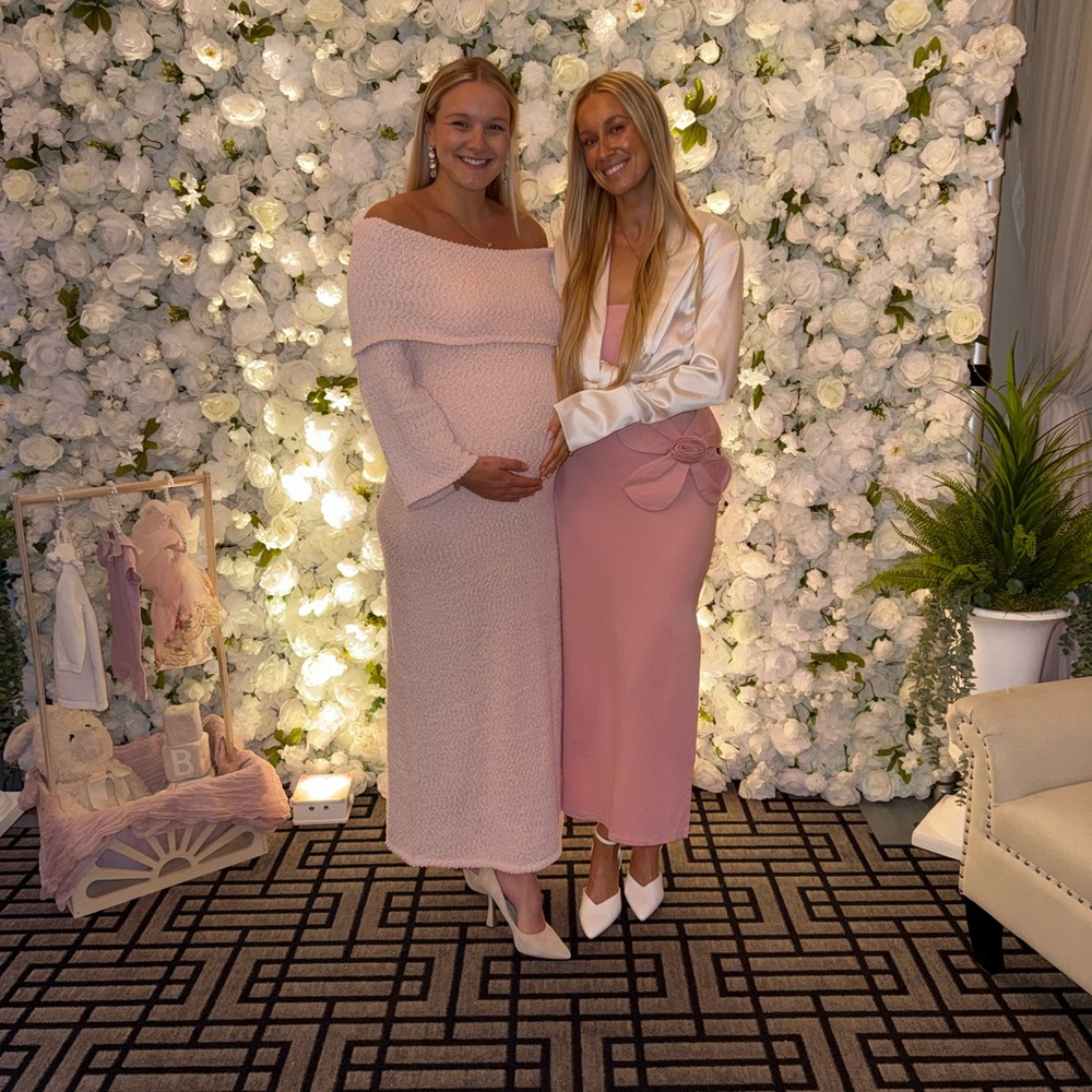 Baby Shower Maxi Sweater Dress in Dusty Pink - Bump Friendly